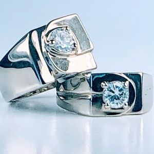 Pair of  Over Sized Silver Plated Rings.